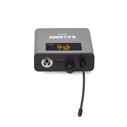 Micrófono Solapero Inalámbrico Recargable EALSEM ES-390 UHF: Alcance de 30 Metros con Vincha y Solapa, Micrófono de vincha inalámbrico UHF Ealsem conectado a receptor recargable en HD Multimedia PERU SAC