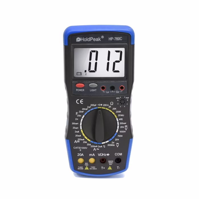 Multímetro Digital HP C HoldPeak CAT III V VAC VDC con Medidor de Inductancia y Temperatura Kit de multímetro HP C con puntas de prueba termocupla y manual en HD Multimedia PERU SAC