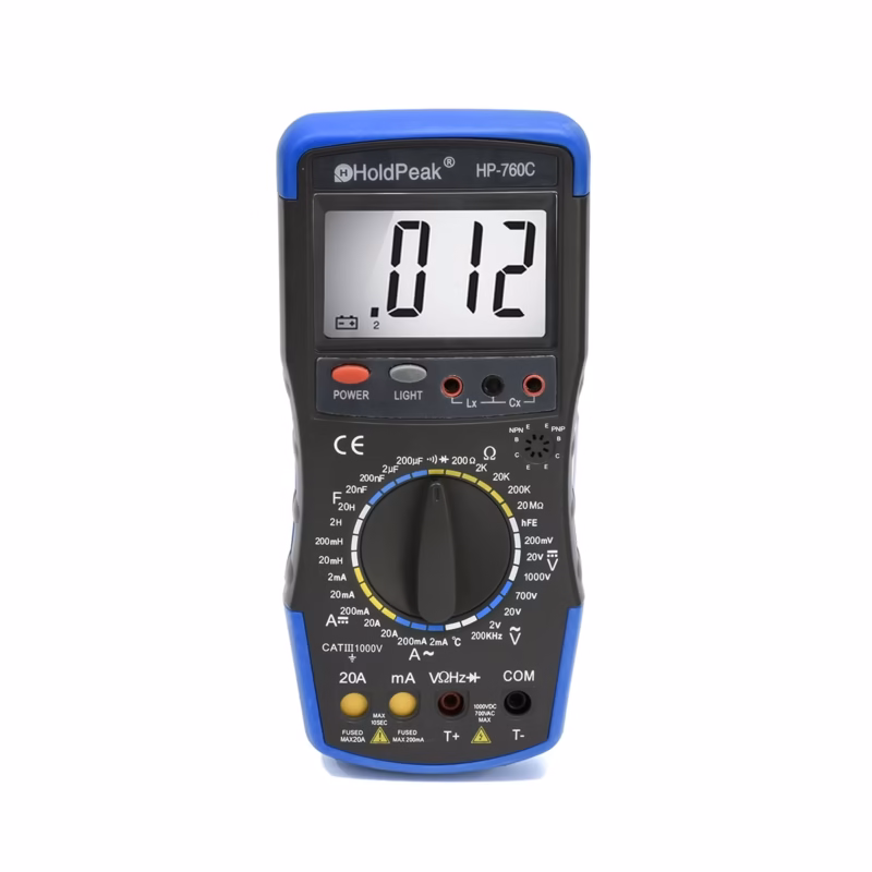 Multímetro Digital HP C HoldPeak CAT III V VAC VDC con Medidor de Inductancia y Temperatura
