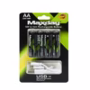 Pack 4 Pilas AA Recargables Li-ion 1.5V USB-C 2200mWh MaxDay MD-99021, Baterías AA Litio 1.5V MaxDay compatibles con controles Xbox y juguetes en HD Multimedia PERU SAC