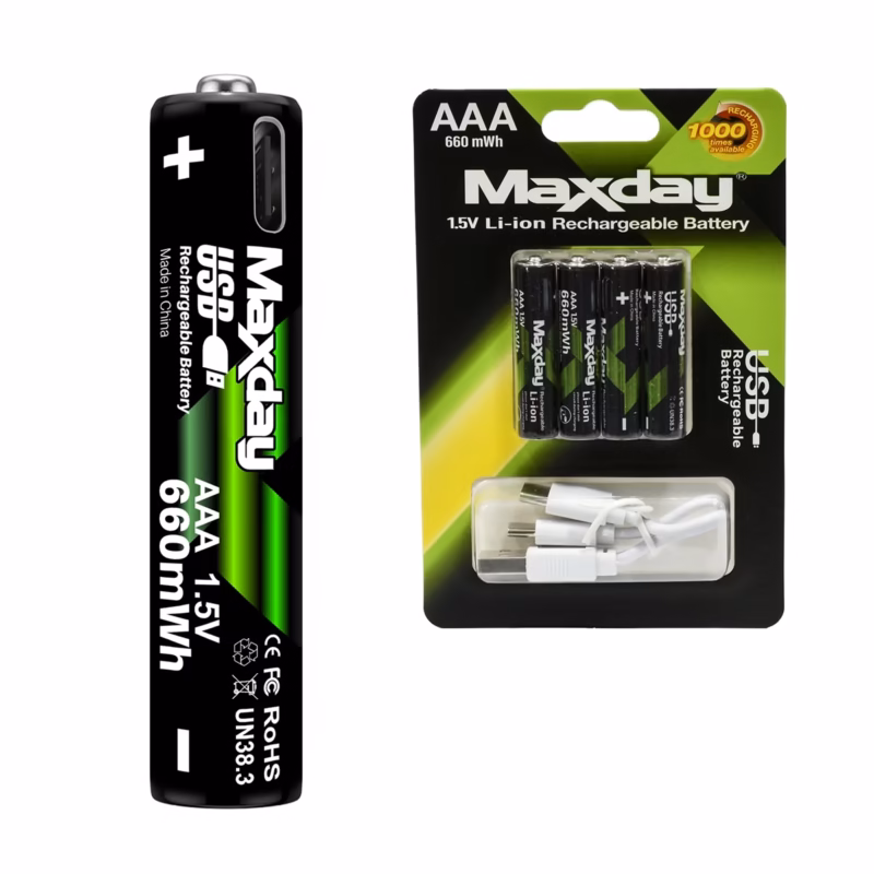 Pack  Pilas Recargables AAA Li ion V USB C MaxDay MD  mWh