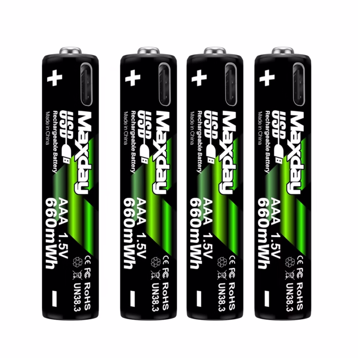 Pack  Pilas Recargables AAA Li ion V USB C MaxDay MD  mWh Baterías AAA Litio V MaxDay ideales para control remoto y juguetes en HD Multimedia PERU SAC
