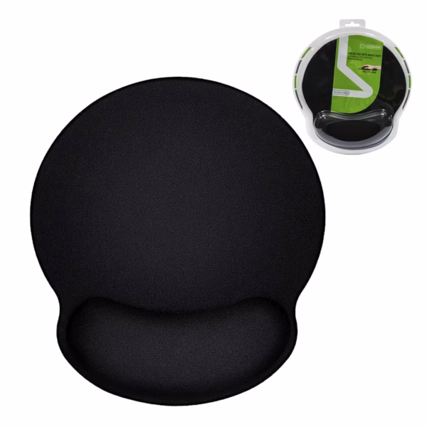 Pad Mouse Ergonómico con Gel Descanso Muñeca Delcom DL-PMG002BK Negro, Mouse pad ergonómico Delcom 25cm para oficina y prevención de túnel carpiano en HD Multimedia PERU SAC
