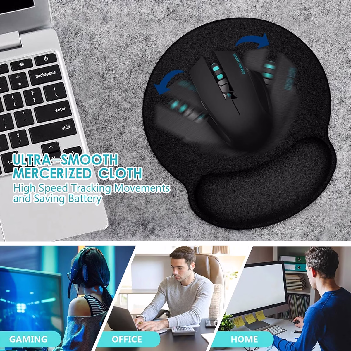 Pad Mouse Ergonómico con Gel Descanso Muñeca Delcom DL-PMG002BK Negro, Mouse pad ergonómico Delcom 25cm para oficina y prevención de túnel carpiano en HD Multimedia PERU SAC