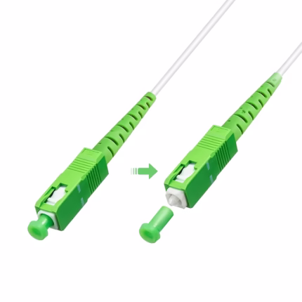 Cable Internet Fibra Óptica 2M para Router SC-APC a SC-APC Lancom OFK-KZ-S2-SA-SA-25-W-2-RJ1L, Conexión de cable de fibra óptica blanco a módem de internet Movistar Claro Win en HD Multimedia PERU SAC