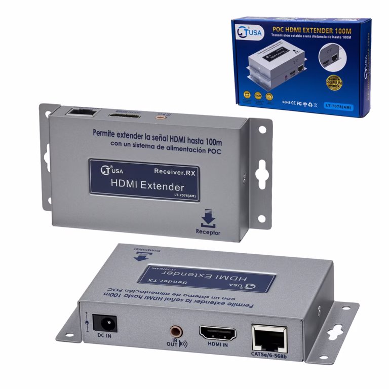 Extender HDMI 100 Metros PoC LT USA LT-7078(AM) | 1080p@60Hz Baja Latencia a largas distancias, extensor-hdmi-poc-100mt-infraestructura-it-hd-multimedia-peru-sac