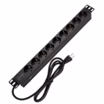 Power Rack Schuko 8 Tomas 1RU 2 Metros 16AWG LT USA LT-PDU-8TA-EU, PDU-1RU-Schuko-aluminio-resistente-HD-Multimedia-PERU-SAC