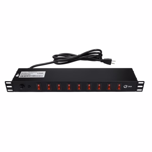 Power Rack PDU 9 Tomas con Switch Independiente 1RU LT USA LT-PDU9-14, Regleta de 9 salidas montada en gabinete de servidores con cable 14AWG en HD Multimedia PERU SAC