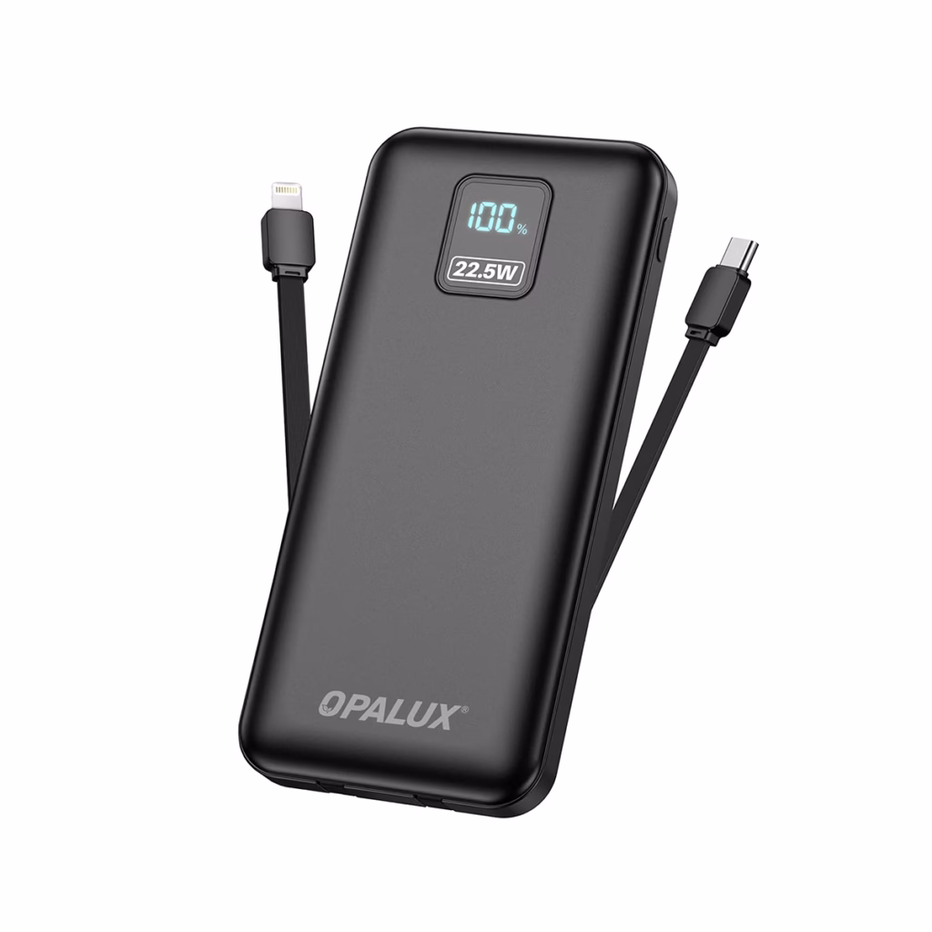 Power Bank Opalux mAh W OP PB Carga Rápida con Cables Integrados cargador portatil opalux con cables integrados usb c lightning HD Multimedia PERU SAC
