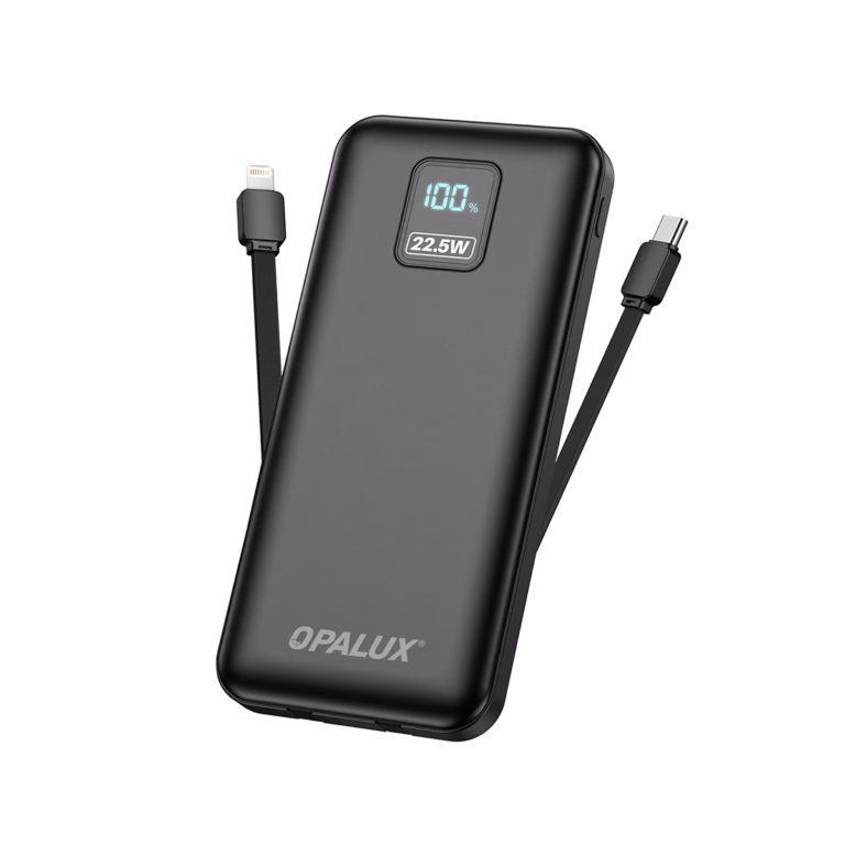 Power Bank Opalux 10000mAh 22.5W OP-PB043: Carga Rápida con Cables Integrados, cargador-portatil-opalux-con-cables-integrados-usb-c-lightning-HD-Multimedia-PERU-SAC