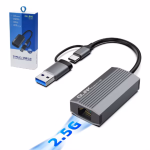 Adaptador USB-C a LAN de 2.5 Gbps Glink GL-061, Adaptador USB a RJ45 de 2.5G, Distribuído en HD Multimedia PERU SAC