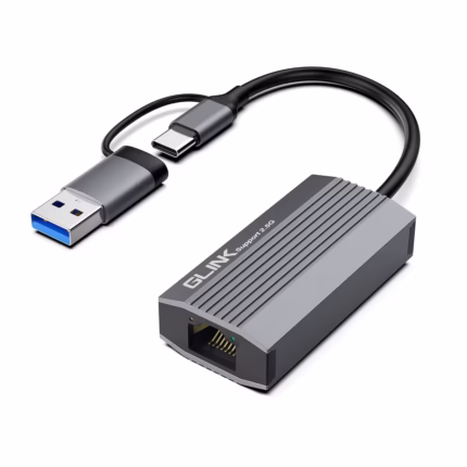 Adaptador USB-C a LAN de 2.5 Gbps Glink GL-061, Adaptador USB a RJ45 de 2.5G, Distribuído en HD Multimedia PERU SAC