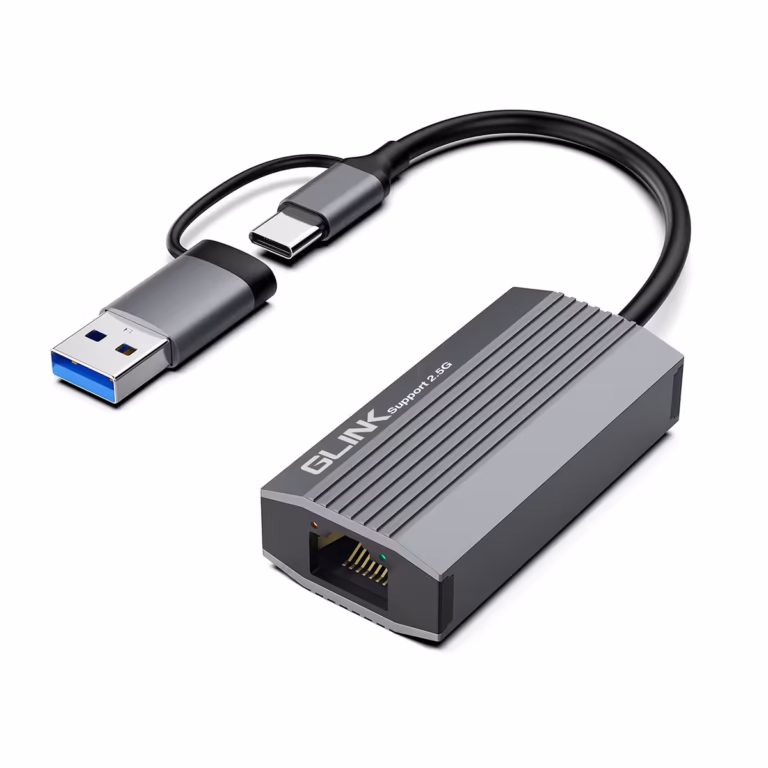 Adaptador USB-C a LAN de 2.5 Gbps Glink GL-061, Adaptador USB a RJ45 de 2.5G, Distribuído en HD Multimedia PERU SAC