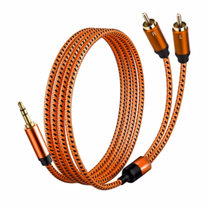 Cable de Audio MiniPlug a 2 RCA 2 Metros PRO Series PS-352-2MT Enmallado Premium Distribuído en HD Multimedia PERU SAC
