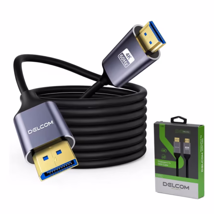 Cable DisplayPort a HDMI Delcom DL-DPHC001 4K 60Hz 1.8M Premium Gold Plated para Monitor y TV, Distribuído en HD Multimedia PERU SAC