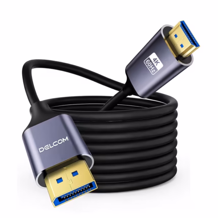 Cable DisplayPort a HDMI Delcom DL-DPHC001 4K 60Hz 1.8M Premium Gold Plated para Monitor y TV, Distribuído en HD Multimedia PERU SAC