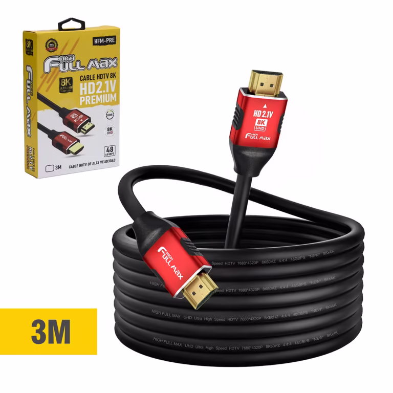 Cable HDMI 3 Metros 8K High Full Max ZZ-HFM-PRE-3M | Ultra High Speed 48Gbps y eARC en HD Multimedia PERU SAC