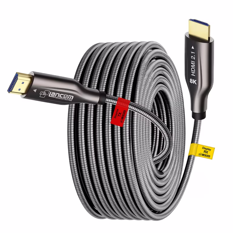 Cable HDMI 8K Lancom de 50 Metros Blindado Fibra Óptica v2.1 | 48Gbps | eARC y HDR+ | LTS-AOC8K-M-50M distribuído en HD Multimedia PERU SAC