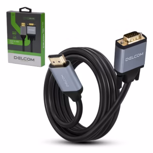 Cable HDMI a VGA Delcom DL HVGC de  Metros Premium con Chip IC y Carcasa de Aluminio