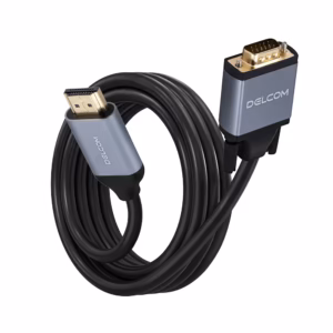 Cable HDMI a VGA Delcom DL-HVGC001 de 1.8 Metros Premium con Chip IC y Carcasa de Aluminio, Distribuído por HD Multimedia PERU SAC