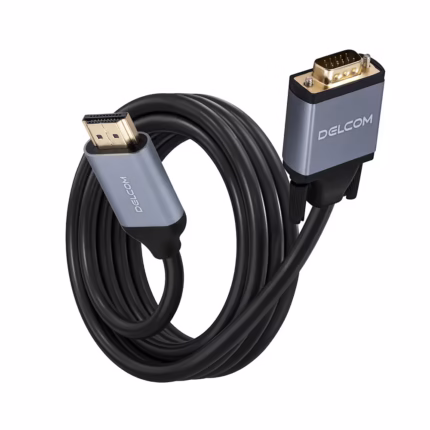 Cable HDMI a VGA Delcom DL-HVGC001 de 1.8 Metros Premium con Chip IC y Carcasa de Aluminio, Distribuído por HD Multimedia PERU SAC