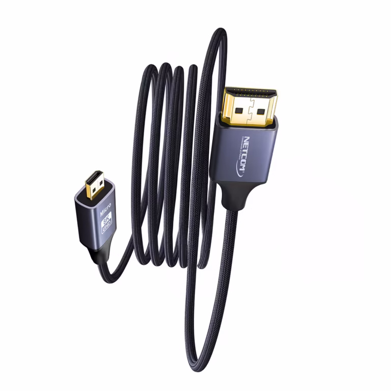 Cable Micro HDMI 8K NETCOM PE-HD0702 1.8 Metros Calidad Premium para Cámara Tablet Laptop y TV, Distribuído en HD Multimedia PERU SAC