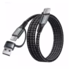 Cable USB C a USB C W  Metro con Adaptador USB A High Full Max HFM HG M | Carga Rápida y Enmallado Distribuído en HD Multimedia PERU SAC