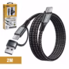 Cable USB C a USB C  Metros High Full Max HFM HG M de W con Adaptador USB A y Enmallado Distribuído en HD Multimedia PERU SAC