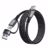 Cable USB C a USB C  Metros High Full Max HFM HG M de W con Adaptador USB A y Enmallado Distribuído en HD Multimedia PERU SAC