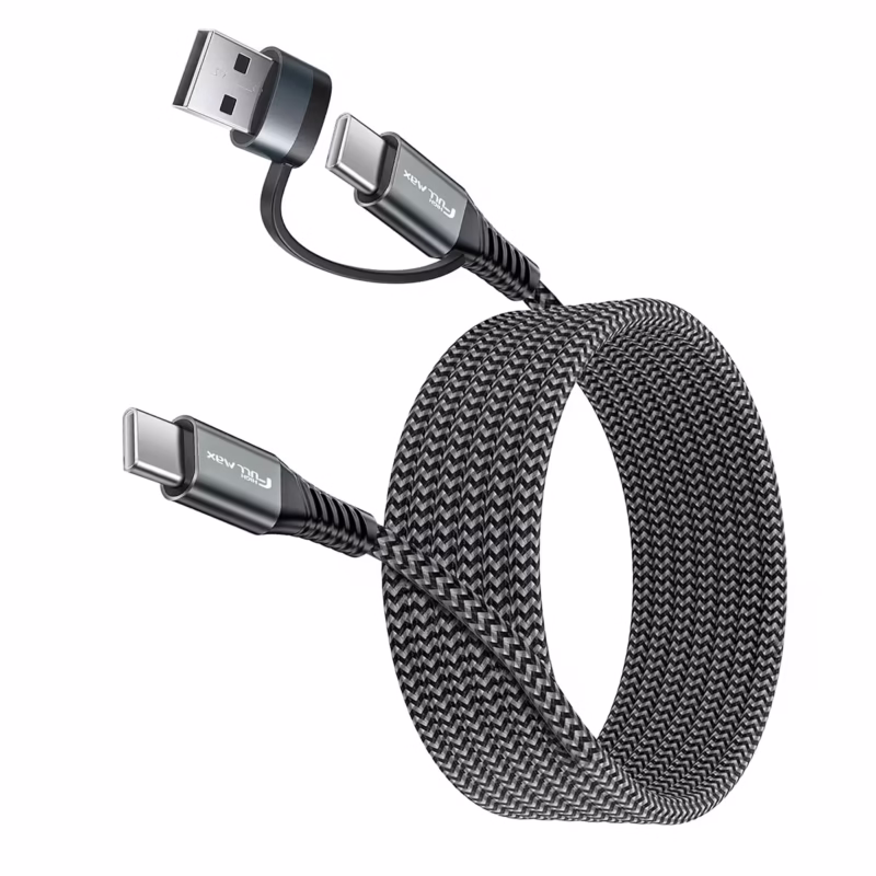 Cable USB C a USB C  Metros High Full Max HFM HG M | con Adaptador USB A | Enmallado y W Distribuído en HD Multimedia PERU SAC