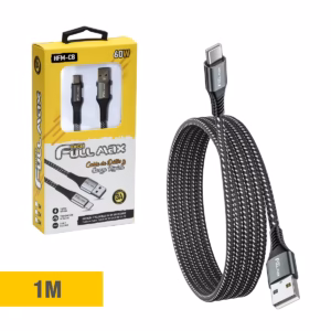 Cable USB-C de 1 Metro 60W High Full Max HFM-CB-1M de Carga Rápida y Enmallado distribuído en HD Multimedia PERU SAC