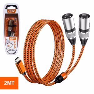Cable de Audio USB-C a 2 XLR Macho PRO Series PS-12C-2MT | Cable de 2 Metros Enmallado con Chip DAC Distribuído en HD Multimedia PERU SAC