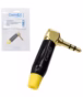 Conector MiniPlug TRS Estéreo  Grados Connex GWDJ BK YE Negro Amarillo para Soldar distribuído en HD Multimedia PERU SAC