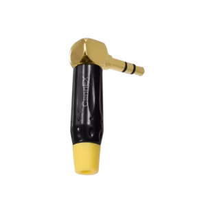 Conector MiniPlug TRS Estéreo 90 Grados Connex GWDJ-07BK-YE Negro Amarillo para Soldar distribuído en HD Multimedia PERU SAC