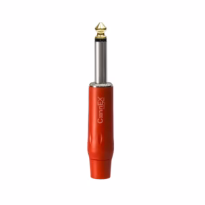 Conector Plug Mono 1/4 Connex GNYJ-01RD-R Case Rojo con Pin Dorado para Soldar, Distribuído en HD Multimedia PERU SAC