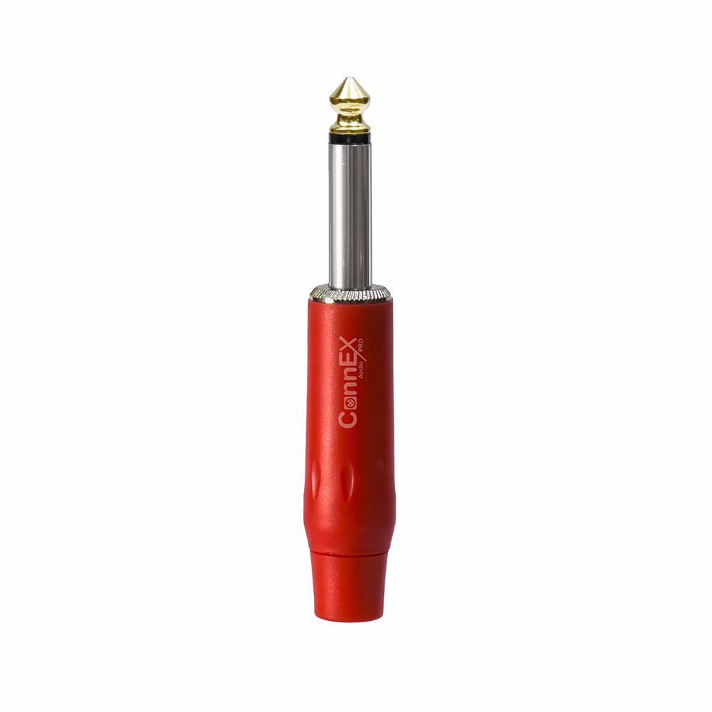 Conector Plug Mono  Connex GNYJ RD R Case Rojo con Pin Dorado para Soldar Distribuído en HD Multimedia PERU SAC