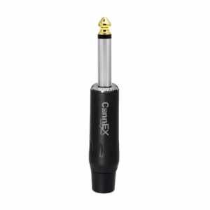 Conector Plug Mono Connex GNYJ-01BK-BK con Pin Dorado Metal Black para Soldar | Audio Profesional de Calidad Distribuído en HD Multimedia PERU SAC