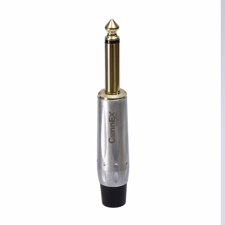 Conector Plug TS Connex GWDJ-01CH-BK Dorado Metálico Profesional, Distribuído en HD Multimedia PERU SAC