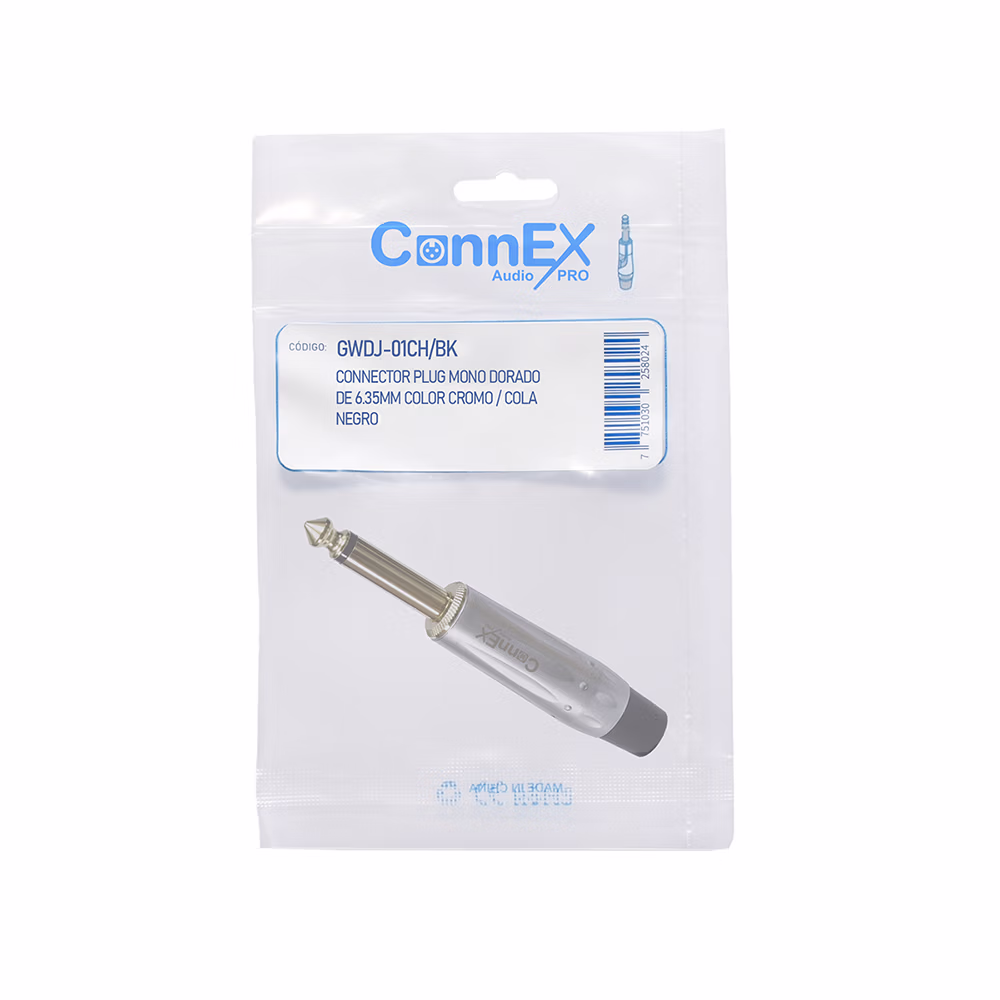 Conector Plug TS Connex GWDJ CH BK Dorado Metálico Profesional Distribuído en HD Multimedia PERU SAC
