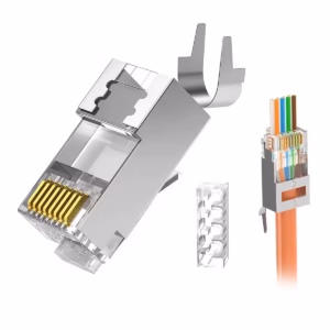 Conector RJ45 Cat6A Pass Through Apantallado Dtech DT-PLK6315SCST, Distribuído en HD Multimedia PERU SAC