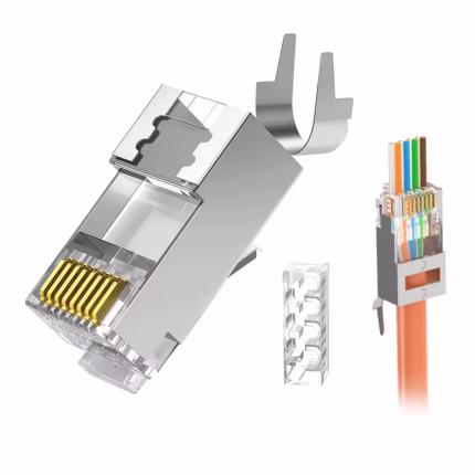 Conector RJ CatA Pass Through Apantallado Dtech DT PLKSCST Distribuído en HD Multimedia PERU SAC