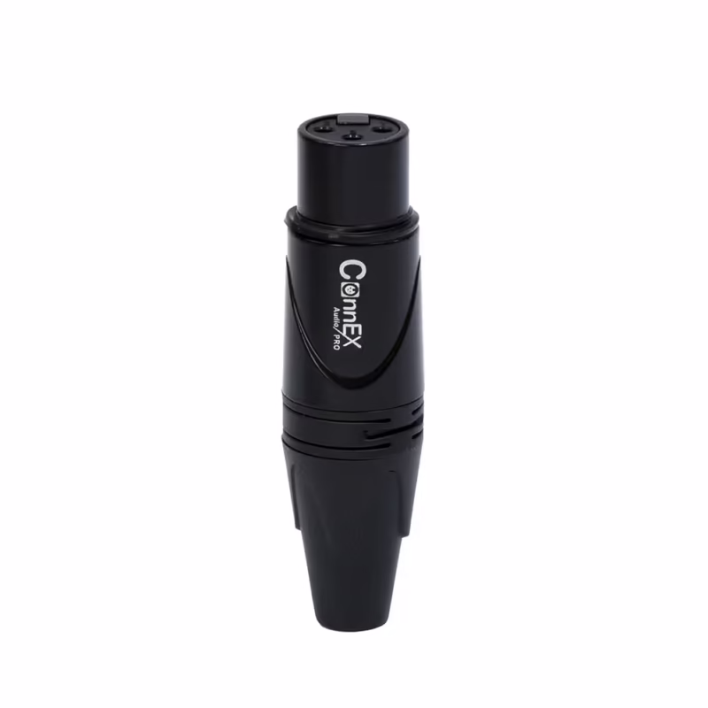 Conector XLR Canon Hembra Connex GXDX BK  Pin Dorado para Soldar | Color Negro