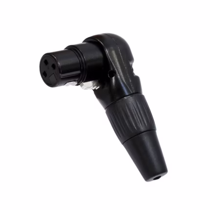 Conector XLR Canon Hembra en L Connex GBHX-06BK Negro con Pin Dorado para Soldar , Distribuído en HD Multimedia PERU SAC