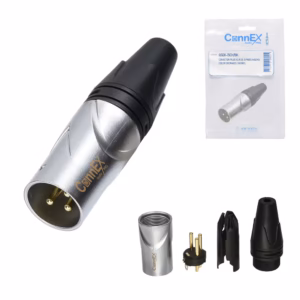 Conector XLR Canon Macho Connex GSDX-15CH-BK Cromado con 3 Pin Dorado para Soldar, Distribuído en HD Multimedia PERU SAC