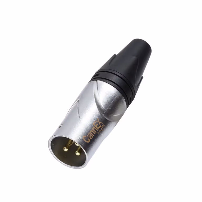 Conector XLR Canon Macho Connex GSDX-15CH-BK Cromado con 3 Pin Dorado para Soldar, Distribuído en HD Multimedia PERU SAC