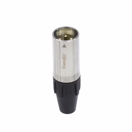 Conector XLR Canon Macho Connex GSSX-01MSR de Acero Cromado con 3 Pin Dorado para Soldar, Distribuído en HD Multimedia PERU SAC