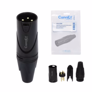 Conector XLR Canon Macho Connex GXDX BK Negro con  Pin Dorado para Soldar