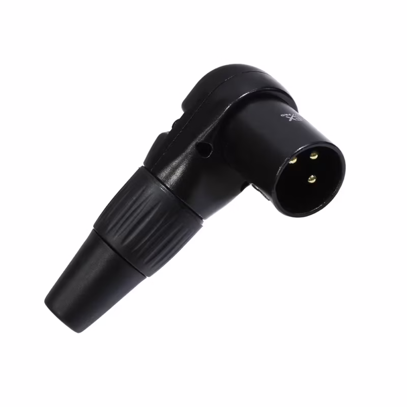 Conector XLR Canon Macho en L Connex GBHX BK Negro con Pin Dorado para Soldar | Diseño en ° Grados Distribuído en HD Multimedia PERU SAC