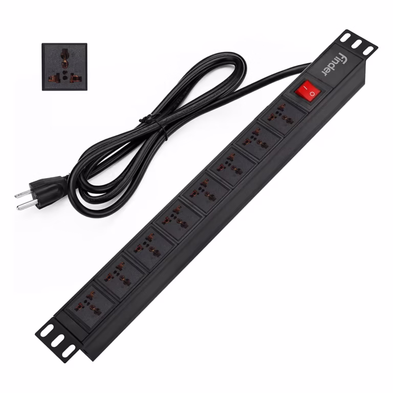 Regleta Power Rack PDU 8 Tomas Universales 1RU 3MT Finder PR-PDU3M, Distribuído en HD Multimedia PERU SAC