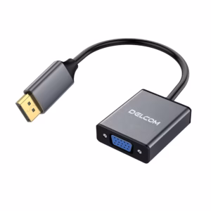 Adaptador DisplayPort a VGA Delcom DL-ADPVF-02 Full HD 1080p 60Hz Carcasa Metálica Gold Plated, Distribuído en HD Multimedia PERU SAC